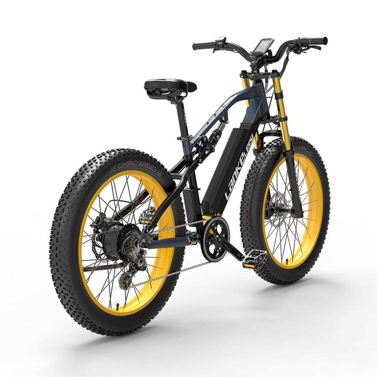 LANKELEISI RV700 Explorer electric hunting bike with rugged frame, fat tires, and front suspension ready for outdoor adventure.